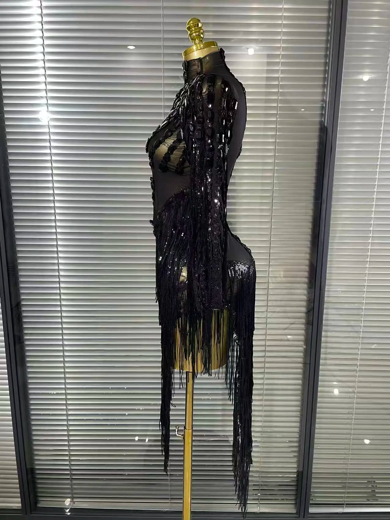 Gold Sequin V-Neck Bodycon Mini Dress