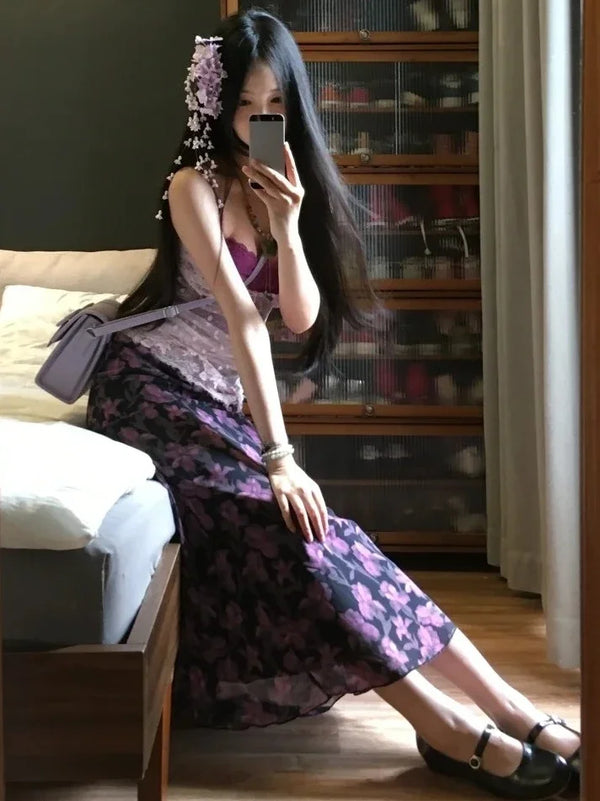 Korean Crop Cardigan & Cami Set