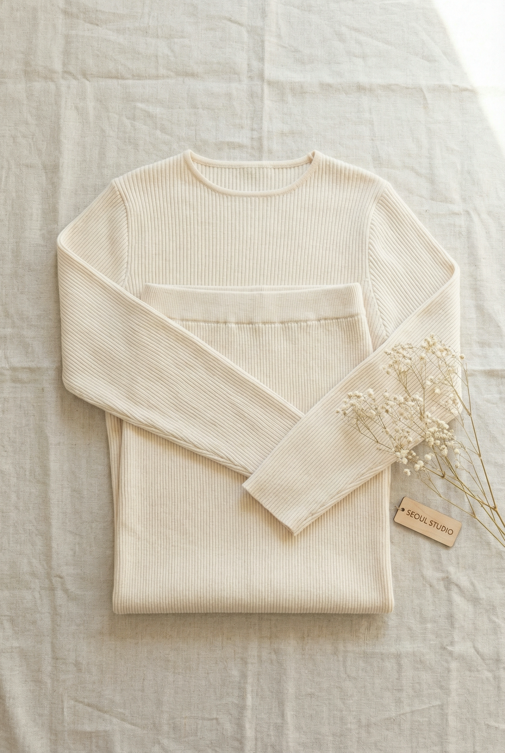 Korean Ribbed Knit Top + Skirt